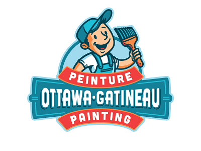 Ottawa Gatineau Painting brush logo mascot mascoting painter painting retro vintage