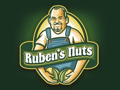 Ruben´s Nuts badge character crest green illustration logo