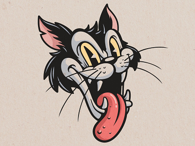 No Melance 30s black cat cartoon cat illustration mascot retro retro cartoon vintage