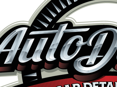 Auto Detailer chrome gray illustration logo metal