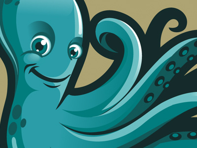 Fisgo blue logo mascot octopus smile