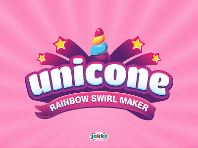 Unicone Logo candy child children colorful cone cute fun funny horn icecream kids kids logo logo magic rainbow stars toy branding toy logo unicorn