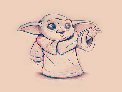 Baby Yoda Sketch babyyoda cartoon cute fanart mandalorian starwars themandalorian yoda
