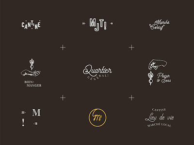 Minjat brand material badge food hybrid logo logotype market organic script shop type typography vintage