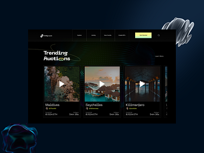 Video NFT Marketplace - Trending Auctions blockchain crypto landingpage marketplace nft webdesign