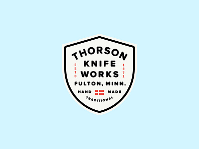 Thorson Knife Works Shield branding design icon identity lockup logo mark minnesota shield small goods