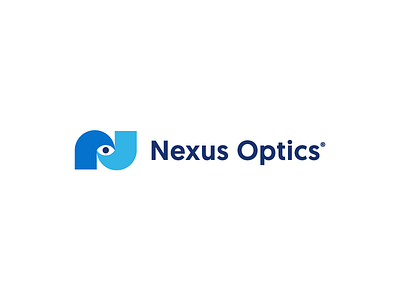 Nexus Optics branding design eye icon logo logotype mark n typography worldmark