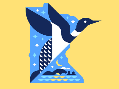 Spirit of the North (updated) cabin design illustration loon minimal minnesota vector