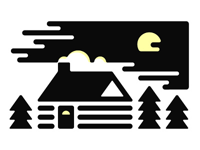 The Cabin cabin design illustration letterpress one color thick lines. woods