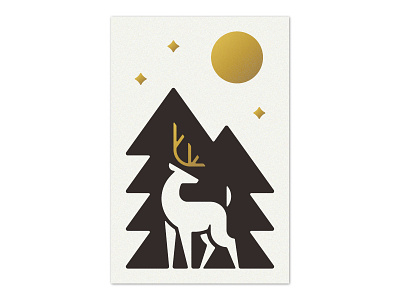 Night Stag branding design foil illustration letterpress minnesota nature stag