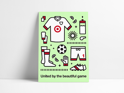 Bullseye + Youth Soccer branding design identity illustration linework. mono line soccer sports