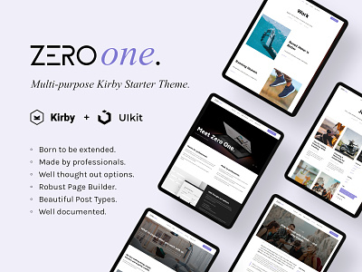 The Zero One base developer features kirby kirby cms landing layout page design theme uikit web web design webdesign website