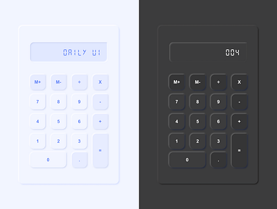 Daily UI Challenge 004 - Calculator 004 calculator daily004 dailyui dark mode light mode neumorphism