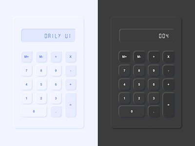 Daily UI Challenge 004 - Calculator 004 calculator daily004 dailyui dark mode light mode neumorphism