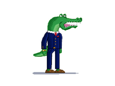 Croc art croc crocodile gold watch pix pixel pixel art suit and tie