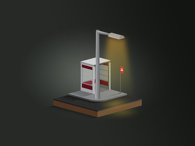 Bus Stop bus bus stop design dynamic illustration isometric stop