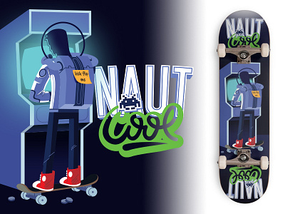 Naut Cool astronaut brand branding design illustration logo skateboard sports typography vector