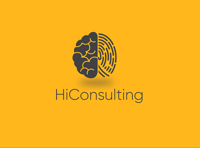 HiConsulting brain company logo consulting logo grey logo minimal logo simple