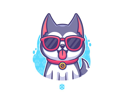 Cool Husky 😎 cartoon character character design cute cute dog design dog husky illustration logo mascot smile sunglasses
