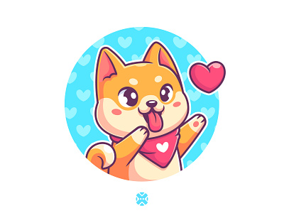 Shiba Love ❤️ animal background cartoon character character design cute design dog happy heart illustration logo love mascot pet puppy shiba shiba inu