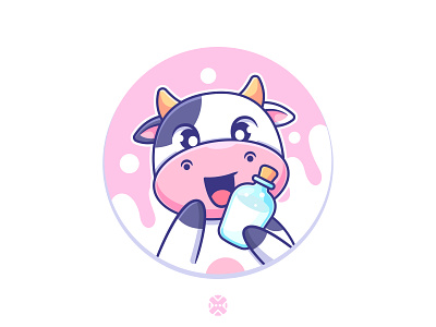 Cow with milk 🐄🍼 animal background cartoon character character design cow cow milk cute cute character cute cow design illustration logo mascot mascot character milk