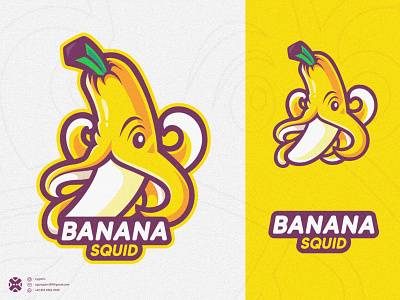 Banana Squid banana banana character banana logo banana squid brand branding character character design cute cute mascot design esport food food mascot fruit illustration logo mascot mascot logo squid