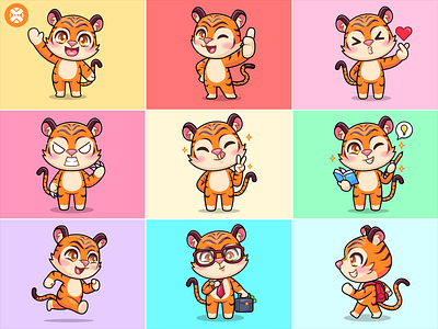 Tiger character adorable animal cartoon character character design cute design digital graphic design happy illustration illustrator logo mascot tiger vector
