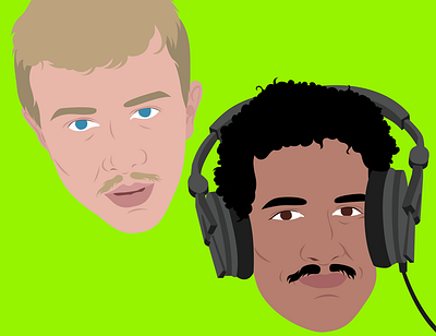 Illustration of DJ's for Art School Radio 2d colour illustration people pop