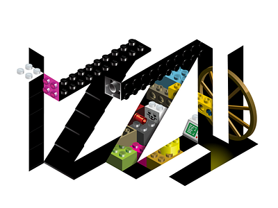 Lego IZZY blackletter design art font illustration isometric logo personal brand personal branding personal logo theme workmark