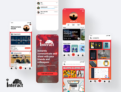 Interact App app design figma illustrator mobile app design social media design ui ux