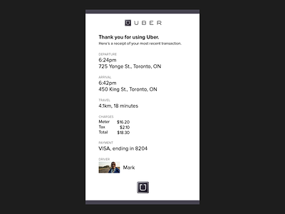 Daily UI 17 – Uber Email Receipt 17 challenge dailyui email receipt uber