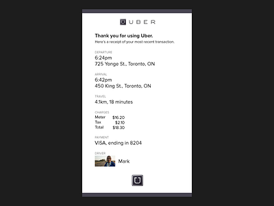 Daily UI 17 – Uber Email Receipt