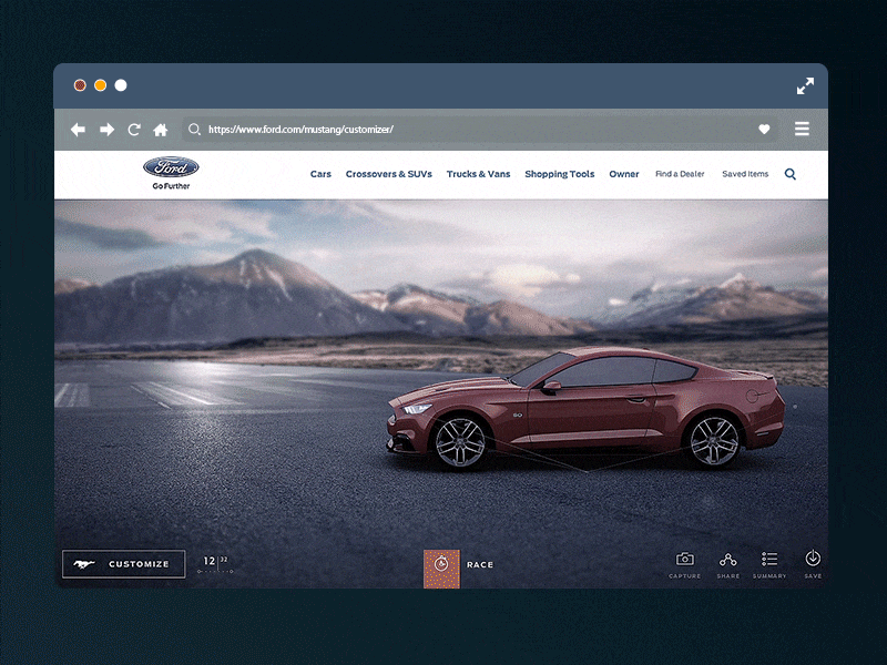 Mustang Customizer - Category UI Animation after effects automotive customizer interactive menu motion mustang ui webgl