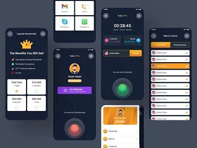 VPN app UI/UX Design app ui ui ui design ui ux vpn vpn app vpn ui