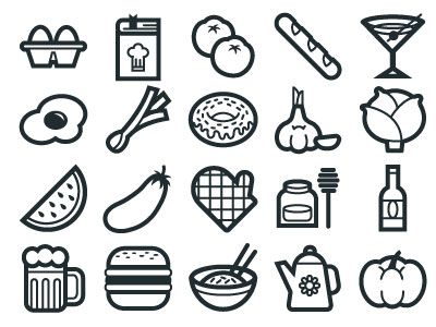 Food Icon Set for graphic stock souce fruit vegetables vector drinks beer icon food