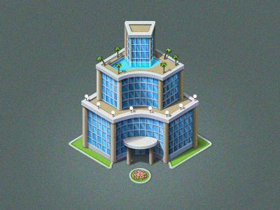 Hotel blue building facebook game