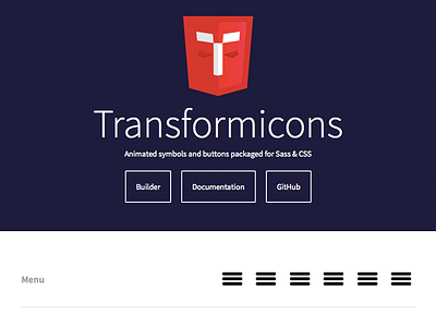 Transformicons animation buttons css development html icons javascript open source symbols ui patterns ui symbols web design