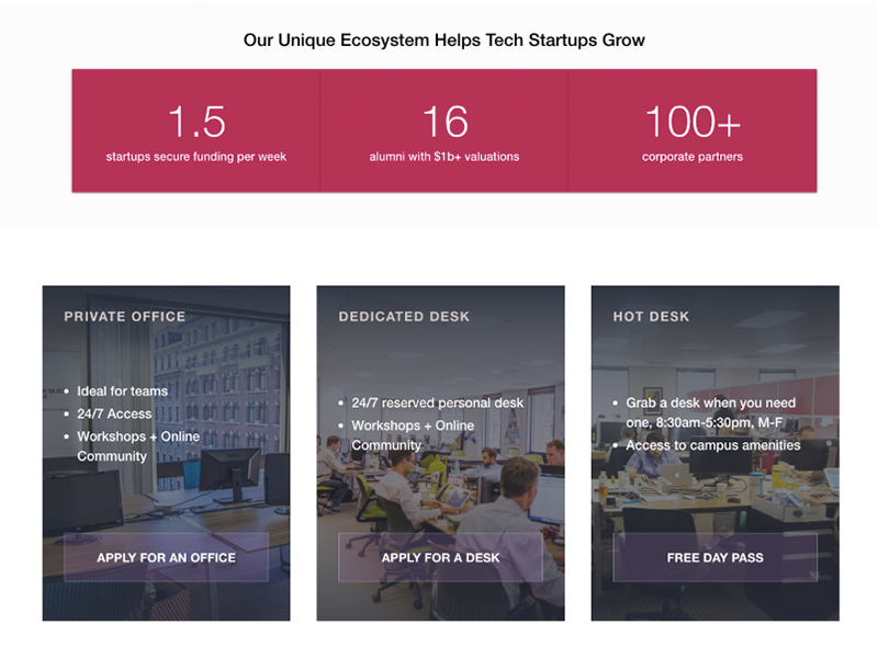 RocketSpace Tech Startup Panels cowork marketing cta flexbox css html layout typography design web design