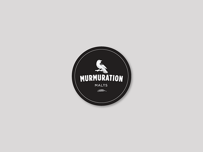 Murmuration Round Sticker : White on Black beer bird blackbird branding design layout malt malting redwing sticker typography vector