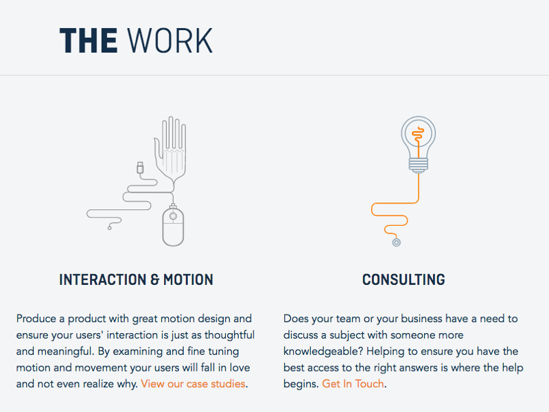 The Work ui web development website iconography design css html development layout typography svg