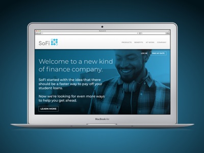 SoFi Landing Page data financial ui