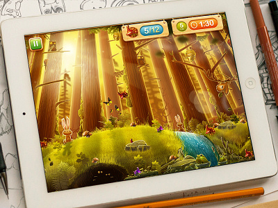 WoodQuest animal background character forest game illustration ios ipad sketch ui wood