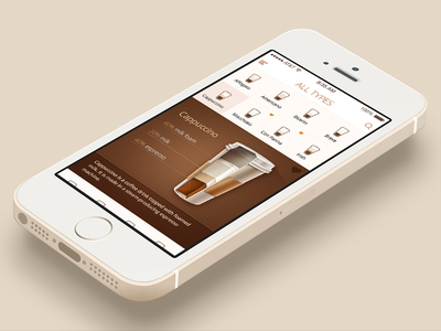 Coffee app background coffee cup design illustation infographic interface ios navigation ui ux