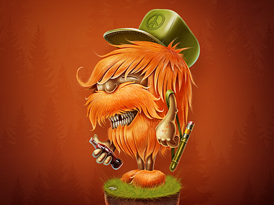 Mr. Reddish character concept hair icon illustration pencil sketch wood