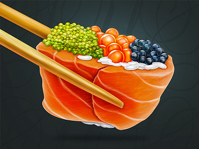 sushi bamboo caviar food illustration rice salmon stick sushi website