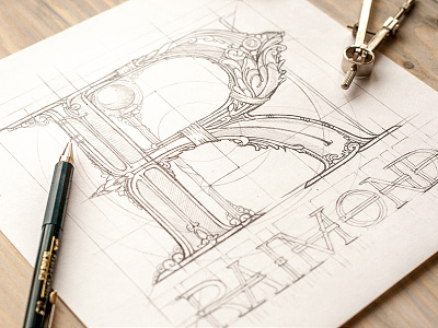 Logo handmade letter line logo logotype paper pencil process sketch typography wip