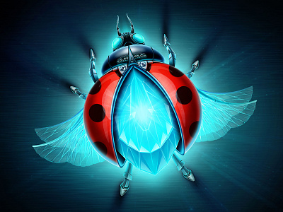 Ladybird brilliant bug diamond glossy glow ladybird shine wings