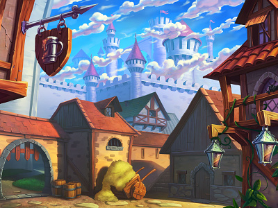 Robin Hood game | background background castle concept drawing game art illustration landscape robin hood sherwood sketch