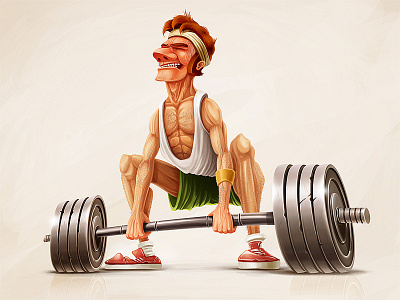 Bernardino barbell body character concept emotion face gym hands illustration metal sketch weight
