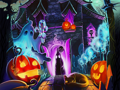 Halloween background candy castle concept ghost halloween myst wallpaper